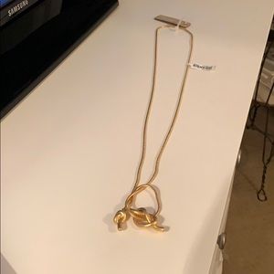 Knotted gold long necklace